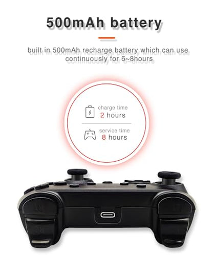 Wireless Switch Pro Controller for Nintendo Switch with Adjustable Turbo Function,Dual Vibration Function,Gyro 6-Axis and High Battery Life. Remote Gamepad Joystick for Switch Console, Red&Blue