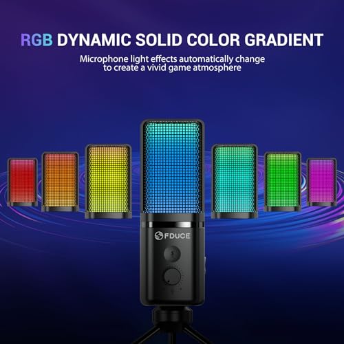 Gaming USB Microphone for PC,RGB Condenser Computer Mic with Tripod Stand,Quick Mute,Gain Control,Cardioid Mic for Streaming, Podcast, Twitch, YouTube, PC, Computer, PS5, (M160) - style: Mic with tripod