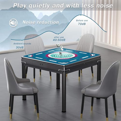 2F22E Mahjong Table Mat for American Mahjong, Neoprene Non-Slip Noise Reduction Mat with Printed Rules, 32.4 x 32.4 Inch Blue Table Cover for Poker, Cards & Board Games - color: Blue-mats