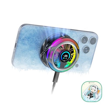Black Shark Magnetic Phone Cooler 6 Pro – Smart Display, Magnetic Ring Plate, Addressable RGB LEDs, App-Controlled Cooling Fan for iPhone MagSafe, Android & iPad – Gaming, Streaming & Photography