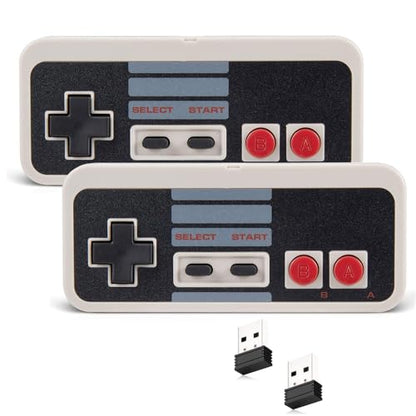 KIWITATA 2X Wireless Nes USB Controller for PC Gamings, 2.4ghz Wireless USB Remote N-E-S Emulated Game Pad Controller for Windows XP 7 8 11 & MAC & Retropie - color: gray