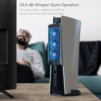 JUSPRO Cooling Fan for PS5 Accessories, Upgraded Quiet Cooler Fan with LED Light for PlayStation 5 Console/PlayStation 5 Digital Edition & Ultra HD Game Console - color: PS5 fan