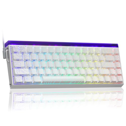 AULA Hero 68 HE 60% Gaming Keyboard Wired, Hall Effect Magnetic Switch Keyboard with 8K Hz Polling Rate, Side Printed PBT Keycaps, RGB Backlit Light Box, Customizable Web Software for PC/Mac Gamers - color: Line White
