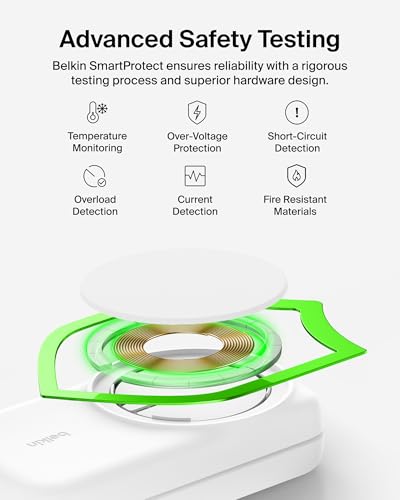 Belkin Qi2.2 25W Wireless 3 in 1 Foldable Fast Charging Station for iPhone | Fast Charigng, MagSafe Compatible, iPhone 17/16/15, Apple Watch, AirPods, Travel Charger, Magnetic - color: White