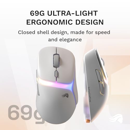 GLORIOUS Gaming Model D3 Wireless Gaming Mouse - InfinitePlay Swappable Battery, 130H Battery Life, 8k Polling, 130M Optical Switches, Ultralight 69g, 30K DPI Optical Sensor, RGB - White - color: White, style: Model D3 (Ergonomic)