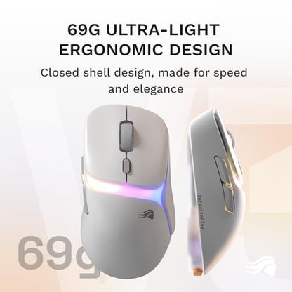 GLORIOUS Gaming Model D3 Wireless Gaming Mouse - InfinitePlay Swappable Battery, 130H Battery Life, 8k Polling, 130M Optical Switches, Ultralight 69g, 30K DPI Optical Sensor, RGB - White - color: White, style: Model D3 (Ergonomic)