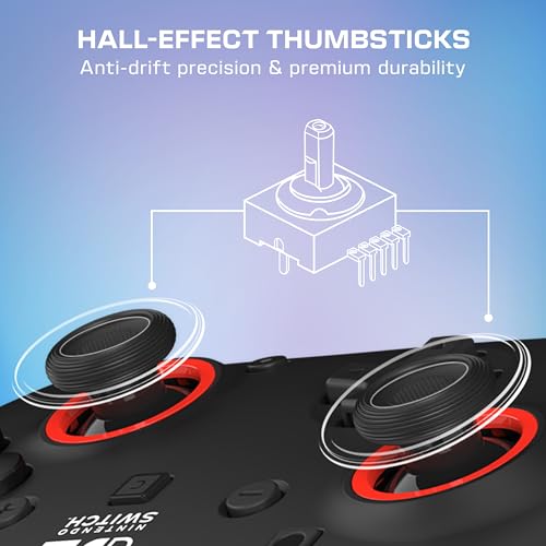 Turtle Beach Rematch Wired Gaming Controller, Nintendo Switch 2, Lite, OLED | Hall-Effect Thumbsticks, 2 Mappable Buttons, Audio Jack, C-Button for Game Chat, Licensed for Nintendo Switch 2, Black & Red - color: Black