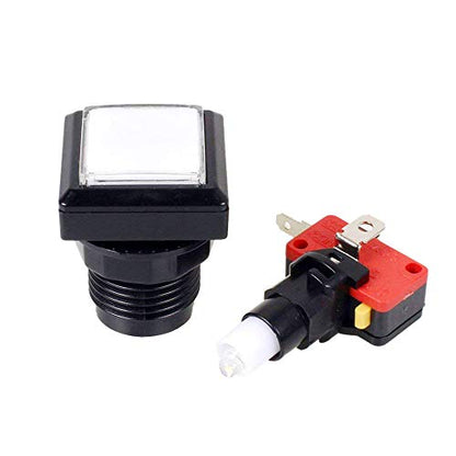 EG Starts 10x Arcade Square Shape LED Illuminated Push Button with Micro Switch Compatible for Arcade Machine Gaming Video Game Consoles Jamma Kit Parts 12V Lamp 33mm Buttons ( White Colour )