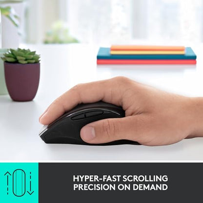 Logitech M705 Marathon Full Size 2.4 GHz Wireless Mouse - Black | Hyper-fast wheel, USB-A Nano Receiver, 5 customizable buttons, Windows Mac Linux compatible, certified for Chrome - style: M705