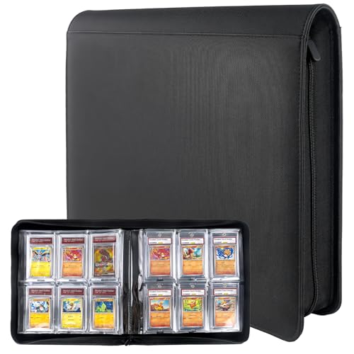Slab Binder for Graded Cards, 60 Slab Leather Storage Album | 60-Slab Leather Card Binder, Premium Slab Storage Album with 6 Pocket Pages, Collector Binder for PSA Graded Trading Cards