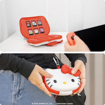 Hamee Hello Kitty Cartridge Case Portable Carrying Zip Case Storage Holder | Compatible with Nintendo Switch Games, Portable Carrying Case, 12-36 Game Card Holder, Zip Storage Case, Carabiner Included