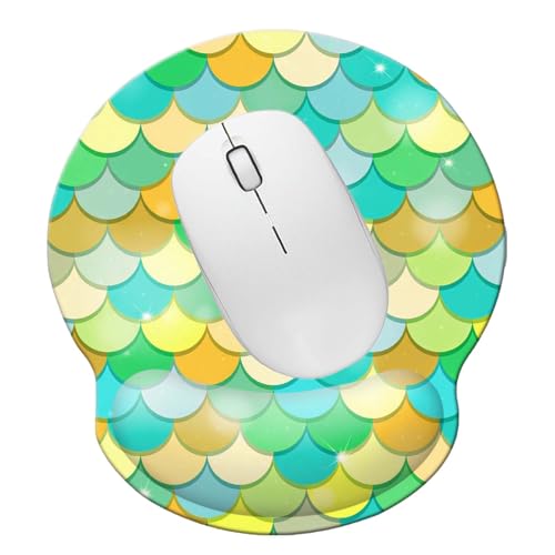 Ergonomic Memory Foam Wrist Support Mouse Pad Comfortable Padded Wrist Mousepads 9in X10in Pain Relief Desktop Mouse Mat (Green Mermaid Foam) - color: Green Mermaid Foam