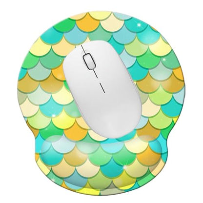 Ergonomic Memory Foam Wrist Support Mouse Pad Comfortable Padded Wrist Mousepads 9in X10in Pain Relief Desktop Mouse Mat (Green Mermaid Foam) - color: Green Mermaid Foam