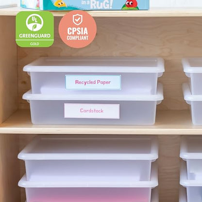 ECR4Kids Letter Size Tray Organizer with Lid, Small, 10-Piece, Clear | Durable plastic, GREENGUARD Gold Certified, 2 gallon capacity, stackable/nestable, easy-lift lids, classroom & home use - color: Clear