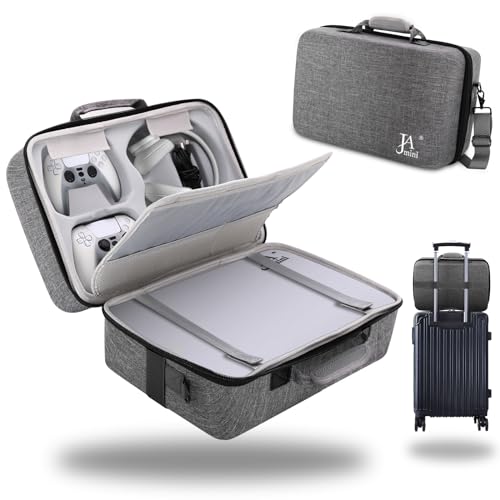 jamini Hard Shell Carrying Case for PS5, PS5 Pro, Travel Case for Ps 5 Console Controller, Shockproof Protective Storage Bag for Playstation 5 Disk Digital Edition, Headset, Base, Accessories(Black) - color: Grey