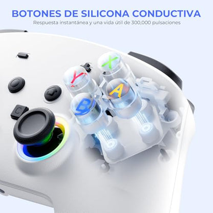 ECHTPower Switch 2 Pro Controller with Hall Effect Joysticks, One-Key Wake-Up for Switch 2, Wireless Controller for Switch 2/Switch/Lite/OLED, Turbo Button, 4 Back Buttons, RGB Lighting, 3.5mm Jack, Dual Vibration, 6-Axis Gyro - color: White