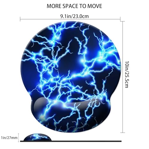 Gaming Mouse Pad Wrist Support,Ergonomic Mouse Pad with Wrist Rest,Comfortable Mousepad with Smooth Wrist Rest,Pain Relief Mouse Pads for Non-Slip Base,Computer,Laptop,Office，Home（Blue Lightning） - color: Blue lightning