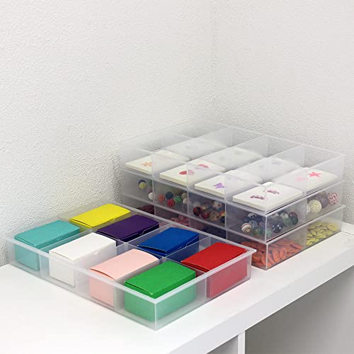 2 Pack Fixed 8 Grids Clear Plastic Organizer Sorting Tray and Transparent Storage Divider Box Container Case for Hardware, Craft, Sewing Kit, Office Supplies, Small Parts - size: Fixed 8 Grids