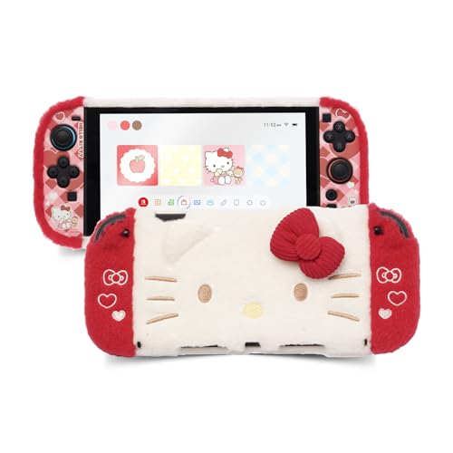 Kuitmor Plush Protective Case for Switch 2, Kawaii Protective Shell Hard PC Slim Cover Case Compatible with Switch 2025 Game Console and Joystick Controller - HLK