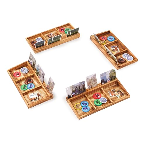 Playing Card Holder for Seniors Adults, Set of 4 Widen Card Slots Card Holders for Playing Cards, Wooden Cards Holder with Detachable Divider for Card Game Bridge Canasta Strategy - size: 5" x 11.8" x 1.2"
