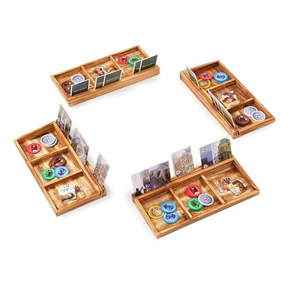 Playing Card Holder for Seniors Adults, Set of 4 Widen Card Slots Card Holders for Playing Cards, Wooden Cards Holder with Detachable Divider for Card Game Bridge Canasta Strategy - size: 5" x 11.8" x 1.2"