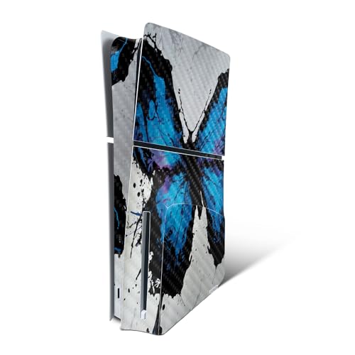 MightySkins Carbon Fiber Skin for PS5 PlayStation 5 Slim Disc Edition Console Only - Butterfly Splash Protective, Durable Textured Carbon Fiber Finish Easy to Apply Made in The USA - color: Butterfly Splash, size: PS5 Slim Disc Edition Console Only