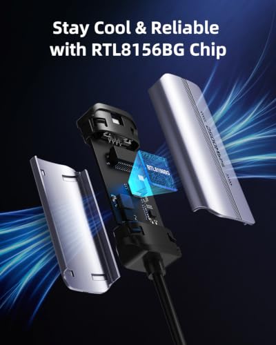 2.5Gb USB to Ethernet Adapter, USB-A/USB-C Ethernet Adapter for Laptop | 2500Mbps Speed | Plug and Play | USB 3.0 & USB-C to RJ45 | RTL8156B Chipset | NAS, MacBook, PC Compatible | Windows Mac Linux