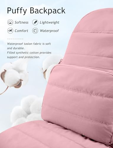 Uselike Travel Backpack for Women, 15.6 Inch Laptop Backpack, Quilted College Bookbag, Cute Work Backpacks, Water Resistant (Mauve Pink) - color: Mauve Pink