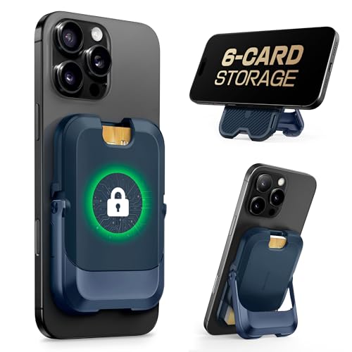 SUPCASE for MagSafe Wallet with Stand, Magnetic Wallet for Men Women, [Hold 6 Cards] [RFID Blocking] [Strong Magnetic Lock] Phone Stand Card Holder for iPhone 17/16/15/14/13/12 Series, Midnight Blue - color: Midnight Blue