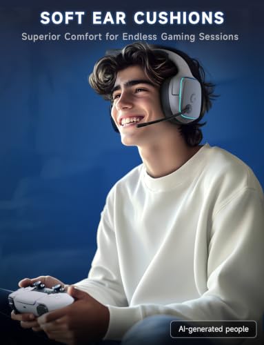 Gvyugke 2.4GHz Wireless Gaming Headsets for PS5, PS4, PC, Switch - Bluetooth 5.3 Gaming Headphones with Noise Canceling Mic, 7.1 Surround Sound, 70H Battery, Blue Lighting - Space Gray - color: Space Gray