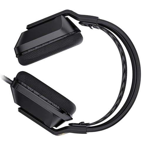 Keenso Wired Gaming Headset, ABS PC Gaming Headset with 50mm Drivers, Memory Foam Ear Cushions, Adjustable Headband, Rotatable Mic for PC Laptop Console Mobile Users (Black)