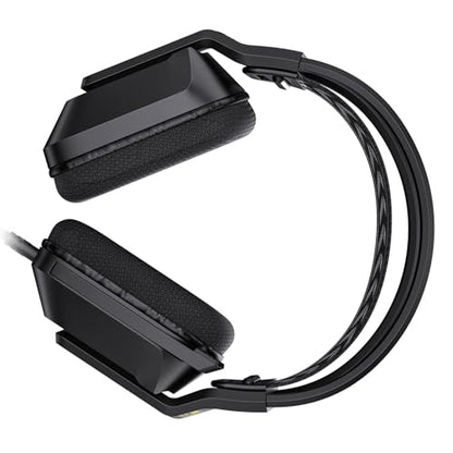 Keenso Wired Gaming Headset, ABS PC Gaming Headset with 50mm Drivers, Memory Foam Ear Cushions, Adjustable Headband, Rotatable Mic for PC Laptop Console Mobile Users (Black)