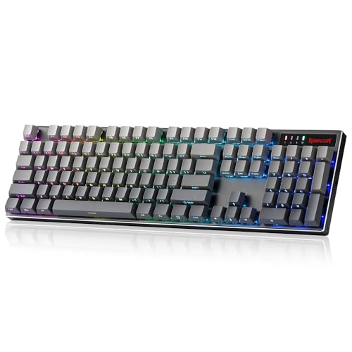 Redragon K556 PRO Wireless RGB Gaming Keyboard, Aluminum Board, PBT Keycaps | 0 Delay Tri-Mode BT/2.4GHz/USB-C for More Devices, Rock-Solid Stability, AM-PM Using Durability, Pro Software, Gradient Color - color: Gradient Gray, size: Custom Switch