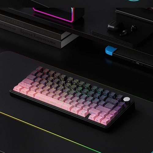 133 Aesthetic Topographic PBT Keycaps, No Tearing, Never Fade & Non-Slip, Modern RGB Backlit Black-to-Pink Gradient Keycaps for Mechanical Keyboard - Ergonomic (Doubleshot, Fit All for MX Layout) - color: Black Pink Gradient