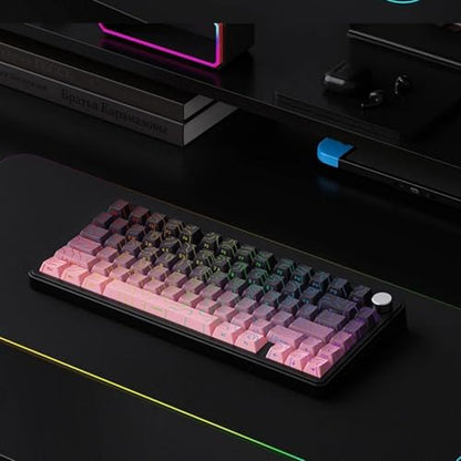 133 Aesthetic Topographic PBT Keycaps, No Tearing, Never Fade & Non-Slip, Modern RGB Backlit Black-to-Pink Gradient Keycaps for Mechanical Keyboard - Ergonomic (Doubleshot, Fit All for MX Layout) - color: Black Pink Gradient