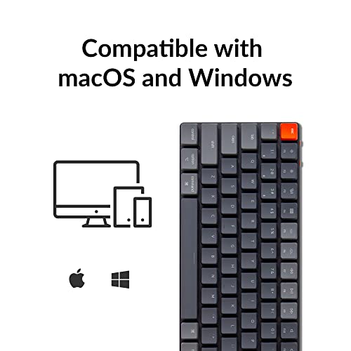 Keychron K3 75% Layout 84-Key Ultra-Slim Hot-Swappable Wireless Bluetooth Mechanical Keyboard with Low-Profile Keychron Optical Red Switch/White LED Backlight/USB Wired for Mac Windows-Version 2 - color: Low-profile Keychron optical red switch