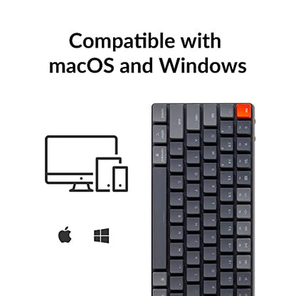 Keychron K3 75% Layout 84-Key Ultra-Slim Hot-Swappable Wireless Bluetooth Mechanical Keyboard with Low-Profile Keychron Optical Red Switch/White LED Backlight/USB Wired for Mac Windows-Version 2 - color: Low-profile Keychron optical red switch