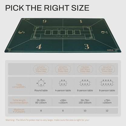 SLOWPLAY Nash Poker Mat, Ultra Smooth, Portable, Art Deco Layout - color: 70 X 35 Inch
