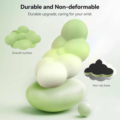 TECKNET Cloud Keyboard Wrist Rest Set, Cloud Wrist Rest with Non-Slip Base, PU Leather Wrist Pad for Keyboard with Ergonomic Memory Foam for Computer Laptop Gaming & Pain Relief, Gradient Green - color: Gradient Green