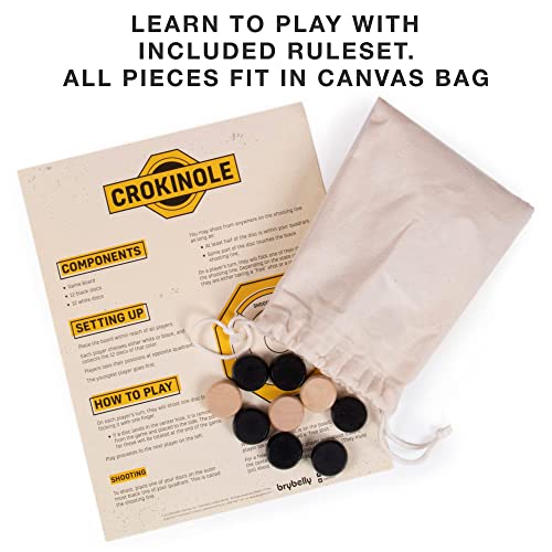 Tournament Crokinole & Checkers | Classic Dexterity Board Game for Two Players | 24 Black & White Discs & Game Board | 30 Inch