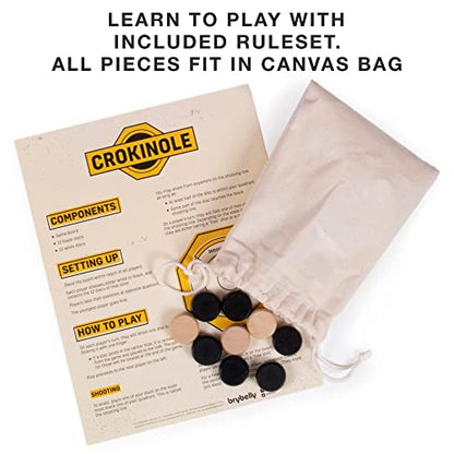 Tournament Crokinole & Checkers | Classic Dexterity Board Game for Two Players | 24 Black & White Discs & Game Board | 30 Inch