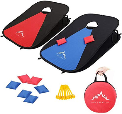Himal Portable Cornhole Board Set, Foldable 3 x 2 Ft | 8 Toss Bags, Carrying Case, Outdoor Lawn Toss Boards, For Backyard, Camping, Tailgating and Beach
