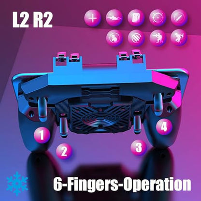 11 in 1 PUBG Mobile Phone Game L2R2 Controller w/ Semiconductor Cooler | No Built-in Battery, Cell Phone 4 Gaming Triggers Gampad Grip for PUBG/Call of Duty/Apex/Fortnitee/Free Fire