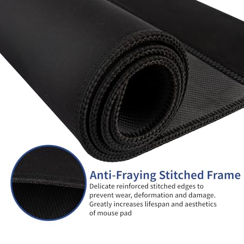 15W Large Gaming Mouse Pad with Superior Micro-Weave Cloth, Extended Desk Mousepad with Stitched Edges, Non-Slip Base, Water Resist Keyboard Pad for Gamer, Office & Home, 30 x 12 in, Black - color: Black-C