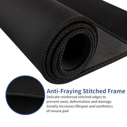 15W Large Gaming Mouse Pad with Superior Micro-Weave Cloth, Extended Desk Mousepad with Stitched Edges, Non-Slip Base, Water Resist Keyboard Pad for Gamer, Office & Home, 30 x 12 in, Black - color: Black-C