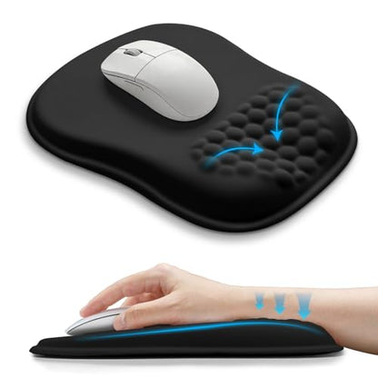 Hokafenle Ergonomic Wrist-hugging Mouse Pad Wrist Support, U-shaped Holding Wrist Rest Mousepad for Carpal Tunnel Pain Relief with Cushioned Memory Foam Slope Massage Bulge (Classic 10.2x8.3 in,Black) - color: Black