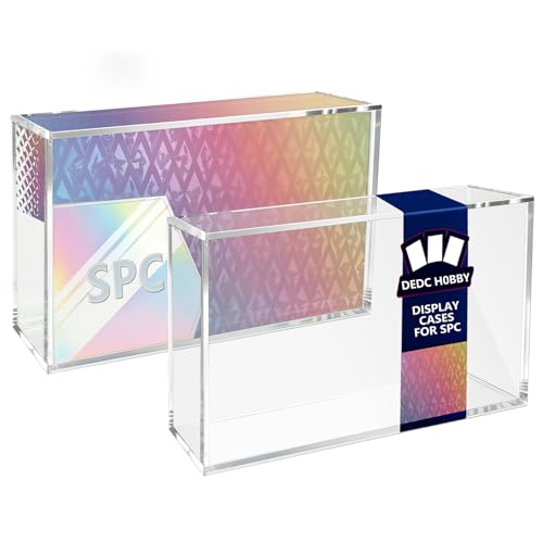 DEDC 1PCS Acrylic Display Case Compatible with Prismatic Evolutions Super Premium Collection 6mm Thick Magnetic Lid Protective Box with Cleaning Cloth and Silicone Pads