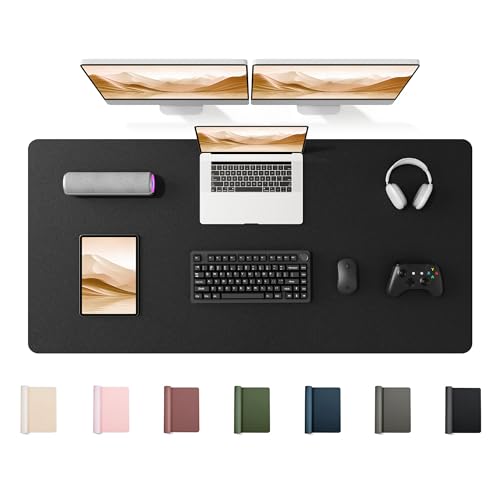 YSAGi 55" x 24" Large PU Leather Desk Mat for Keyboard and Mouse - Waterproof Non-Slip Desk Pad Protector for Office, Home, Writing Desk, Black - color: Black, size: 55" x 24"
