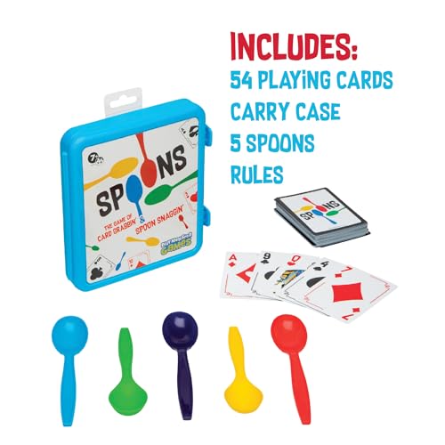 PlayMonster Spoons in a Case, Card Games for Kids - Spoons Game, Fun Family Games for Kids and Adults, Game Night, Travel Games, 3-6 Players, Ages 7+