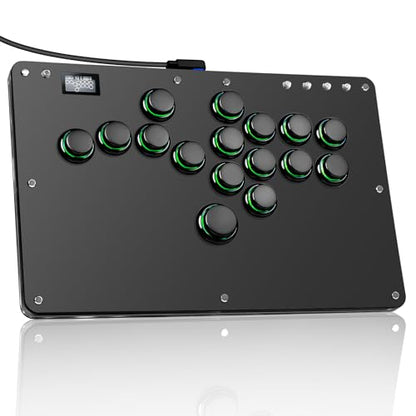Haute42 Leverless Arcade Stick, Hot-Swap 16-Key Fighting Controller (Black) | Custom RGB & Turbo Functions & Hot Swap Supported, Compatible with PC/Ps3/Ps4/Switch/Steam - color: Black